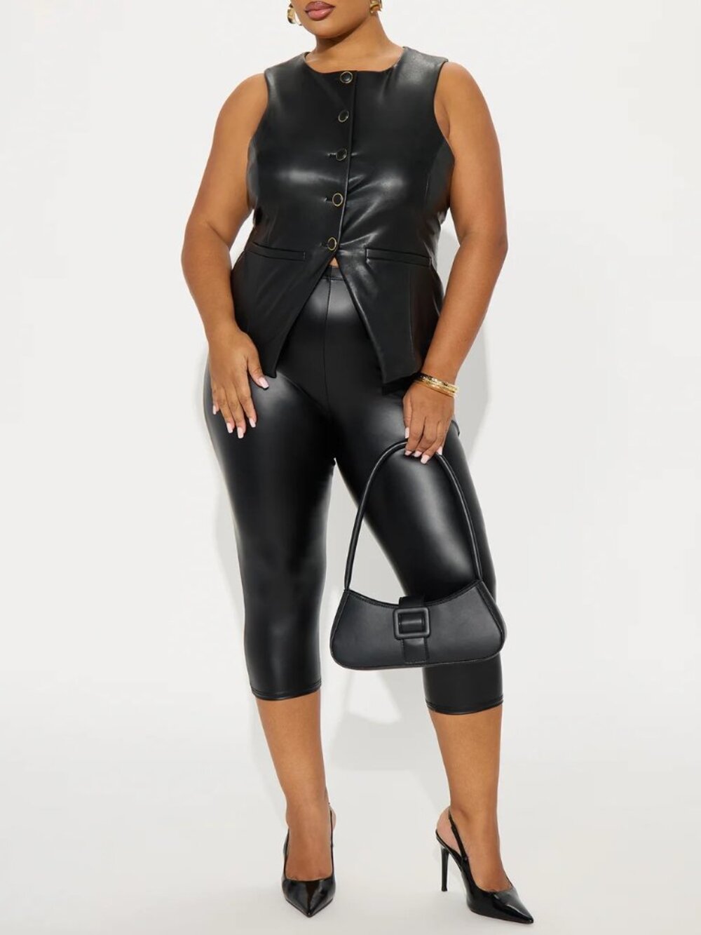 Fashion Nova Faux Leather Capri Leggings – Black – XS